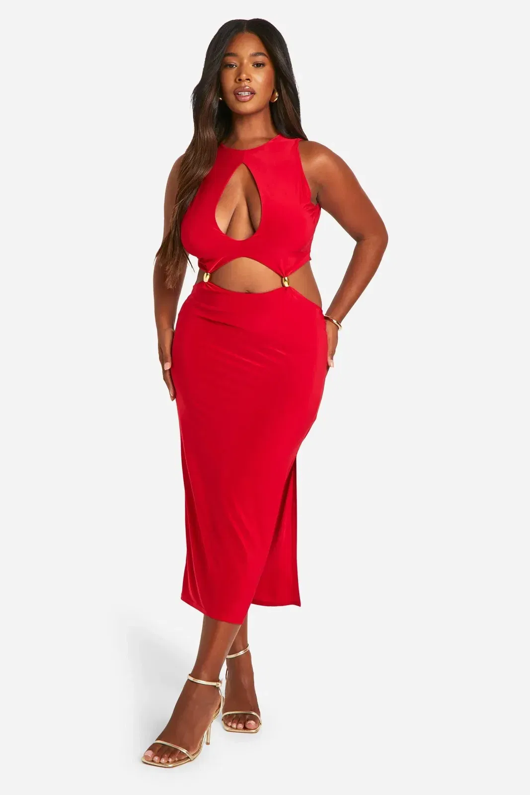 Plus Keyhole Beaded Cut Out Midaxi Dress