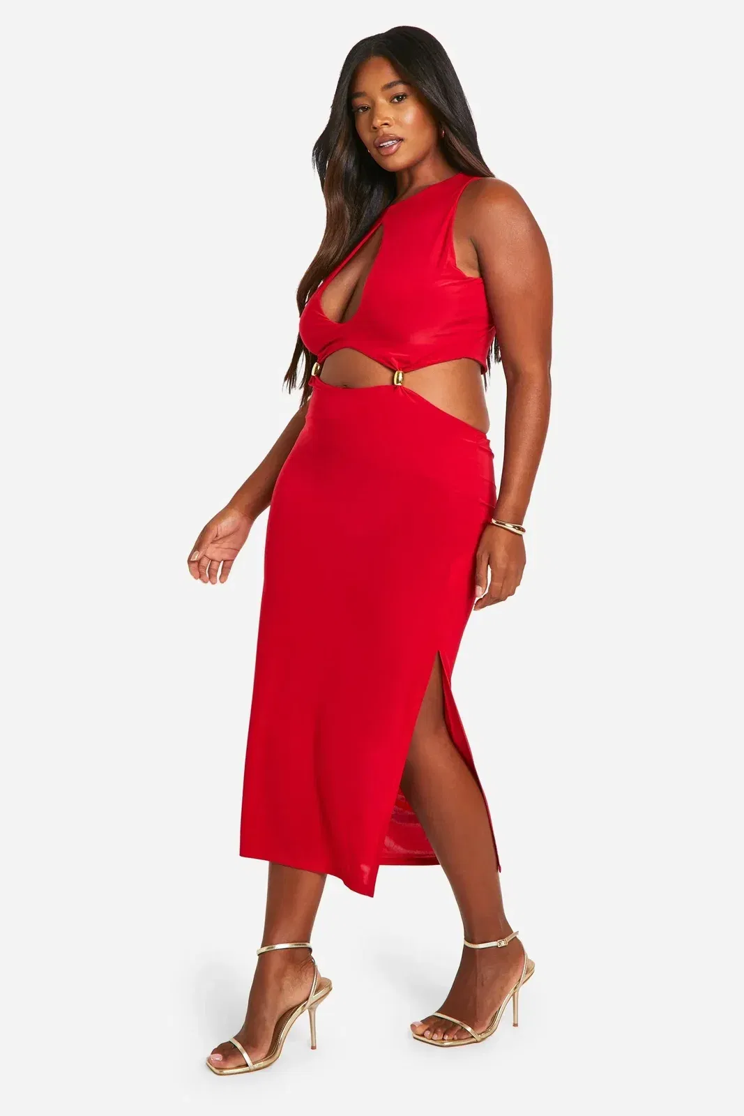 Plus Keyhole Beaded Cut Out Midaxi Dress