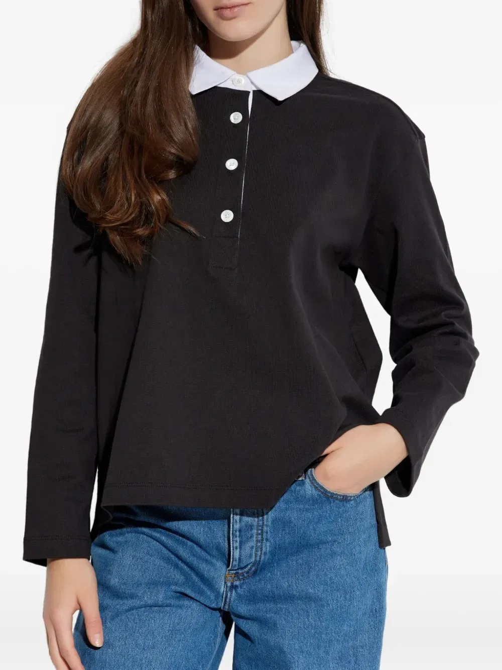 long-sleeve button rugby polo shirt