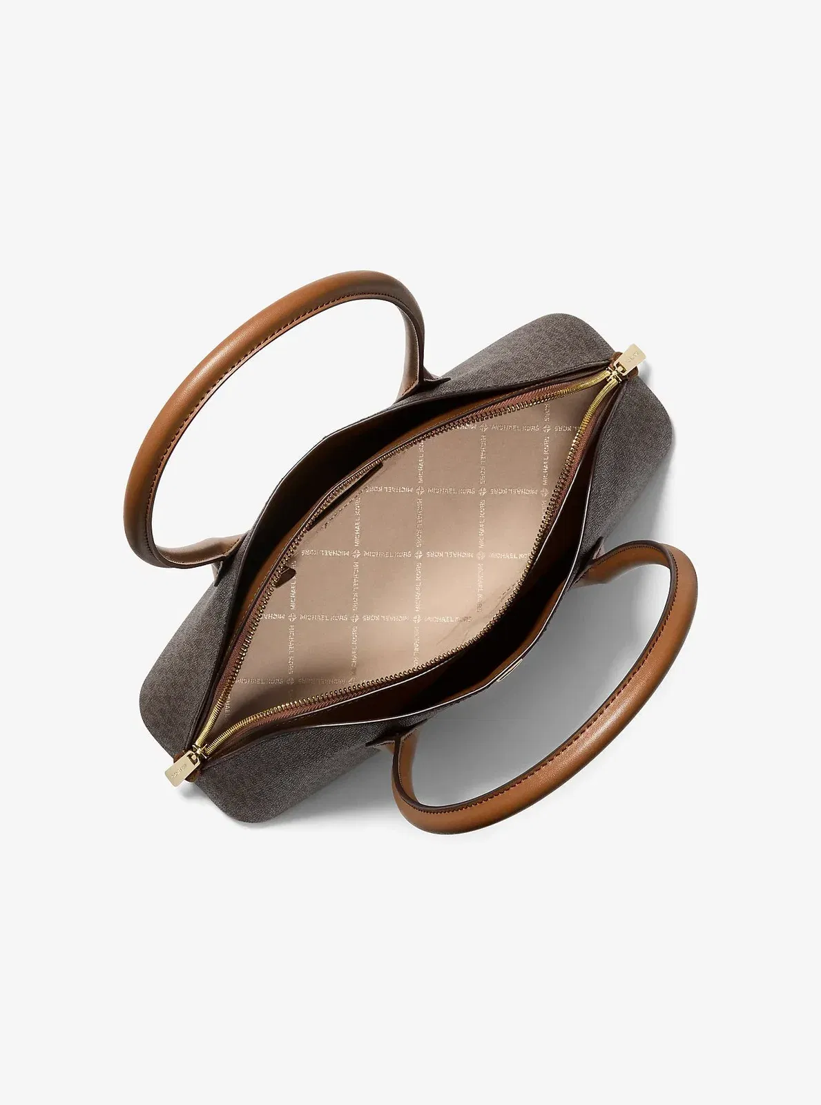 Michael Kors Petra Medium Signature Logo Shoulder Bag Brown