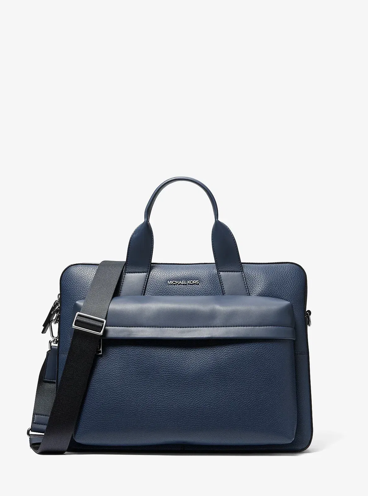 Michael Kors Pacey Medium Pebbled Leather Pocket Briefcase Navy