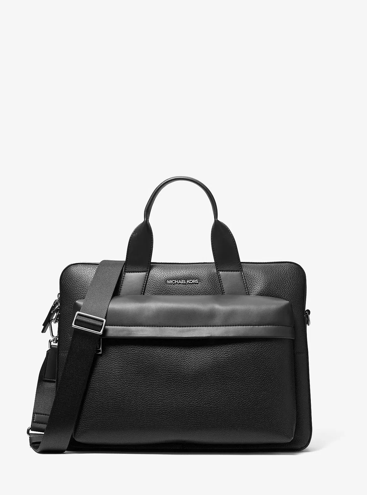 Michael Kors Pacey Medium Pebbled Leather Pocket Briefcase Black