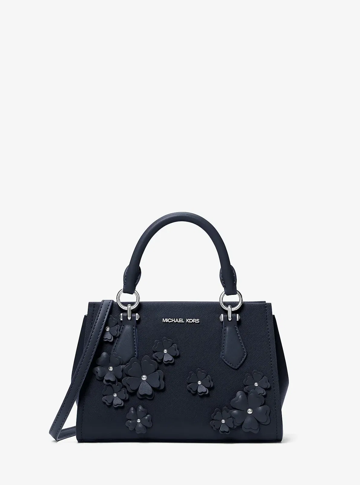Michael Kors Marilyn Small Floral Embellished Satchel Navy