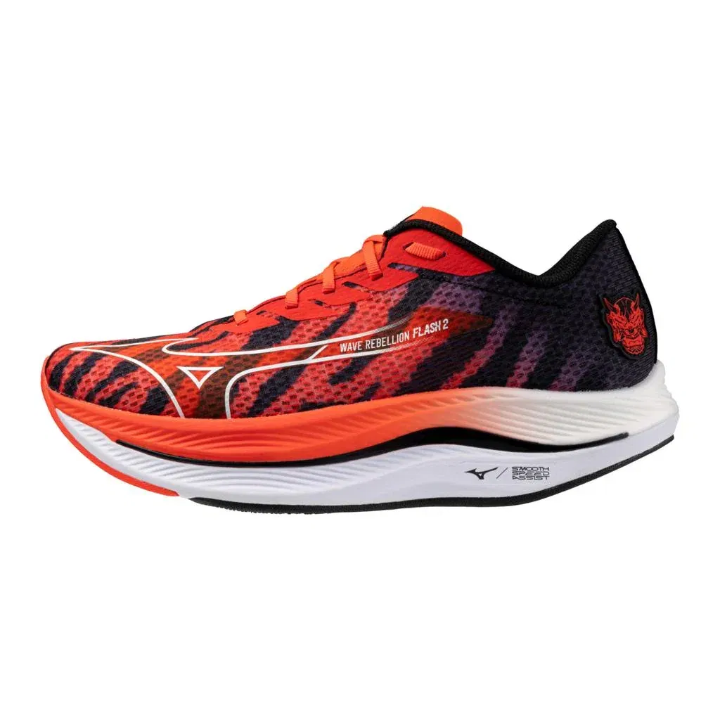 Mizuno Unisex Wave Rebellion Flash 2 Oni Hayai Running Shoe Ignition Red White