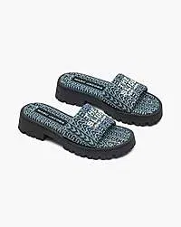 Marc Jacobs Marc Jacobs The Denim Monogram Lug Sole Slide Sun Faded Denim Sun Faded Denim