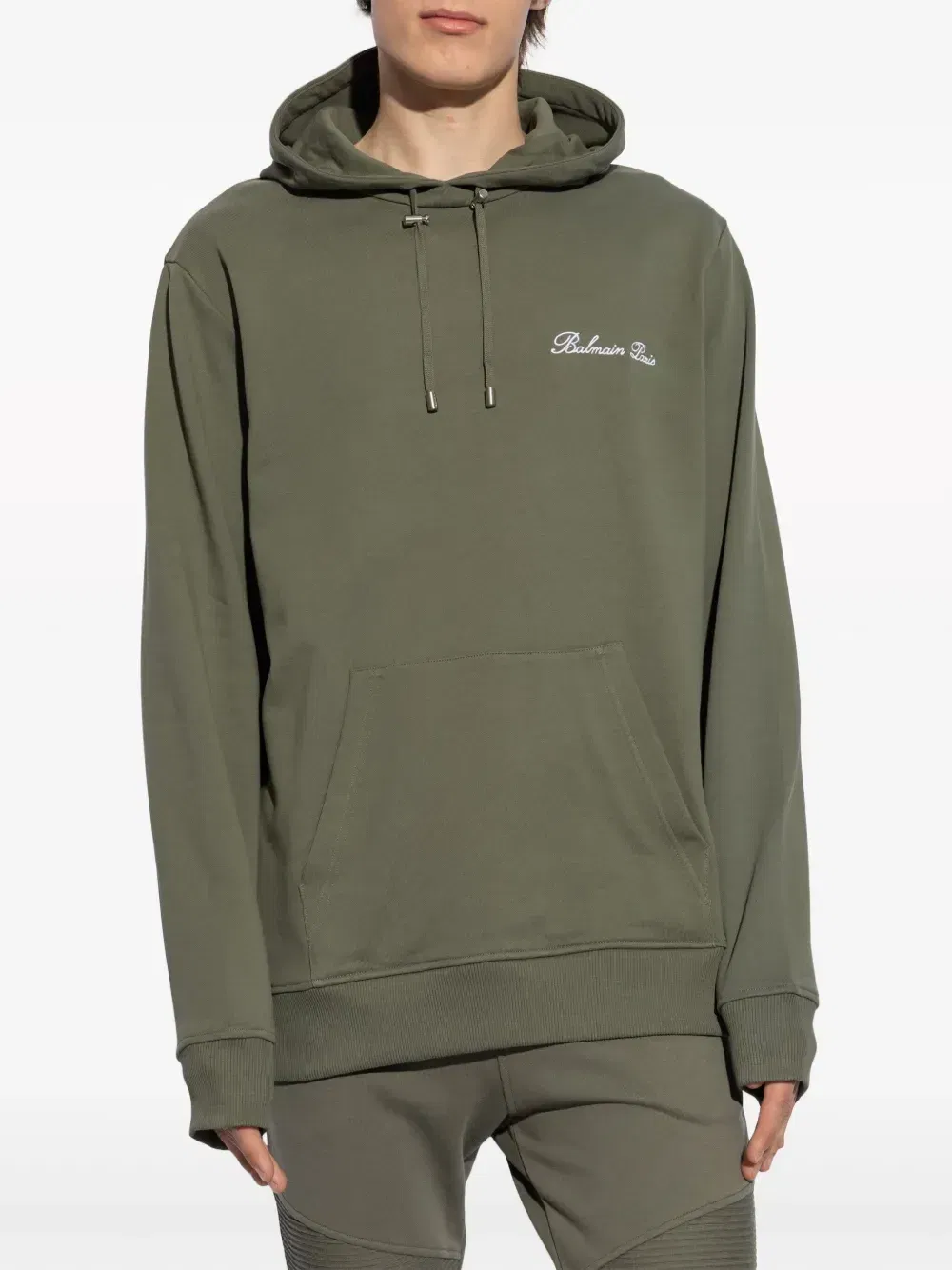 Logo Embroidered Drawstring Hoodie