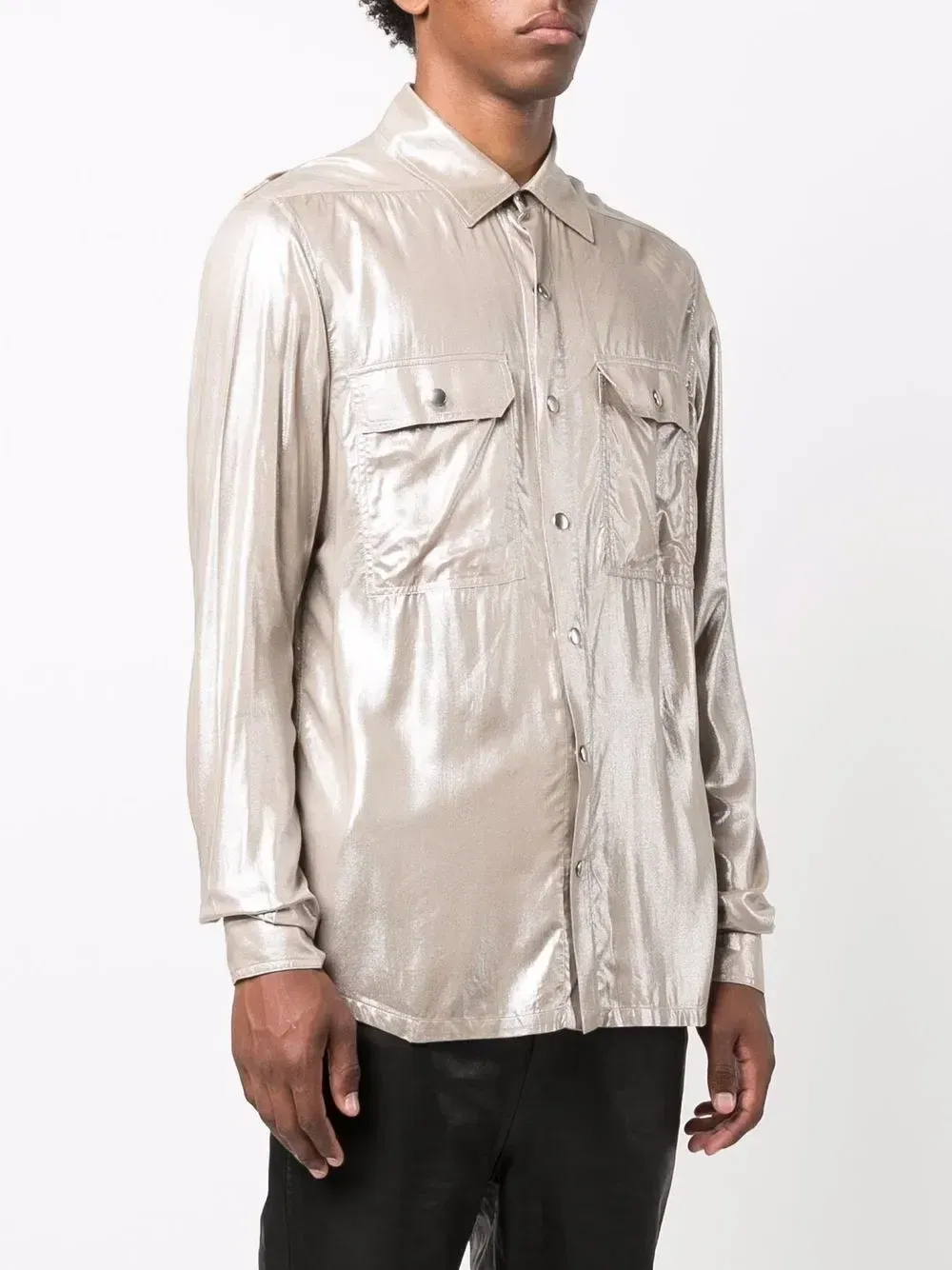 coated button-up shirt