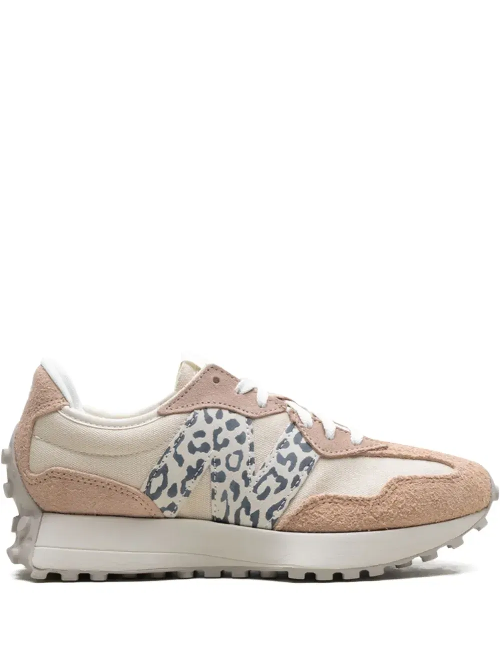 327 "Flat Taupe Linen Leopard" sneakers