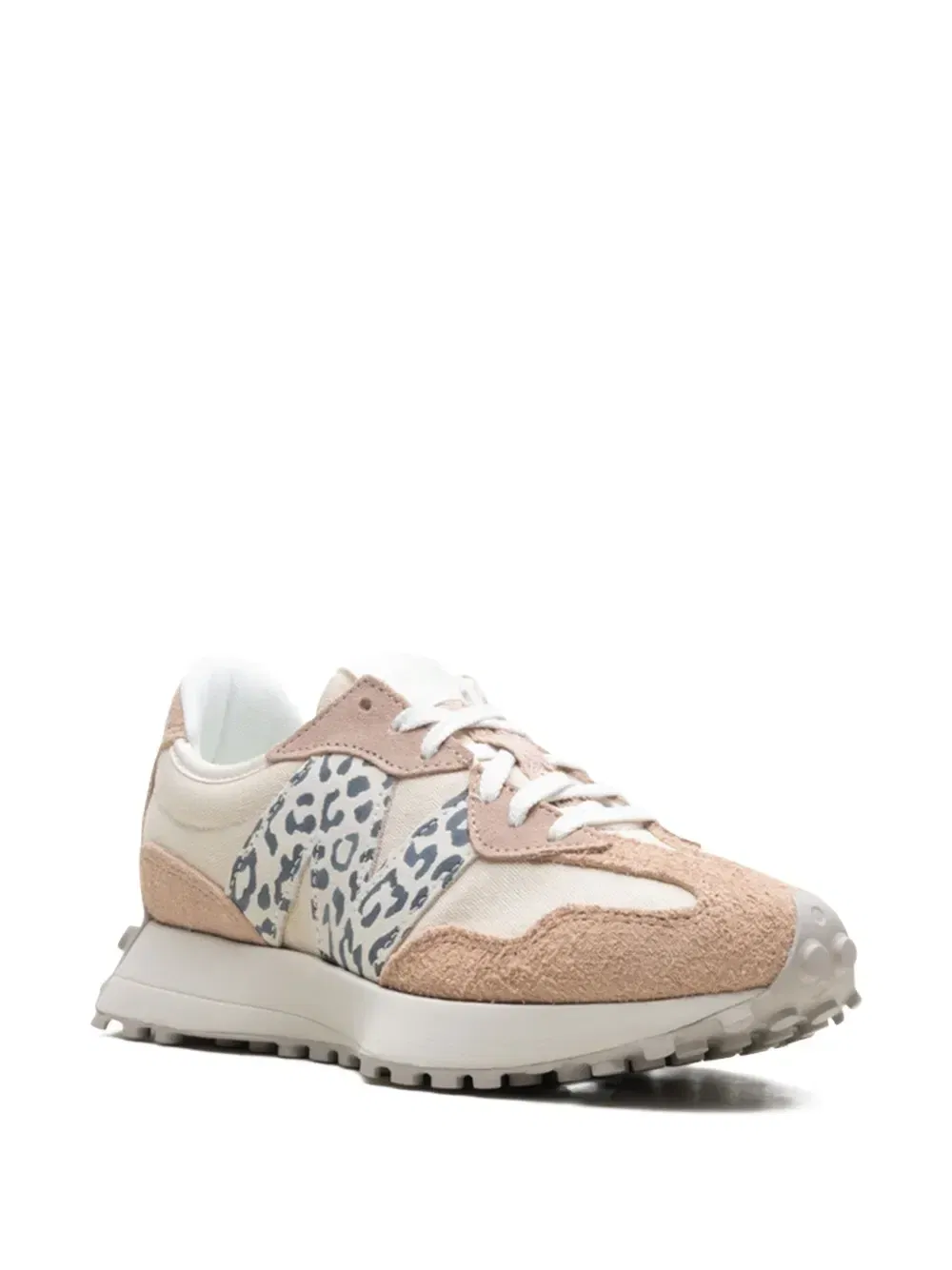 327 "Flat Taupe Linen Leopard" sneakers
