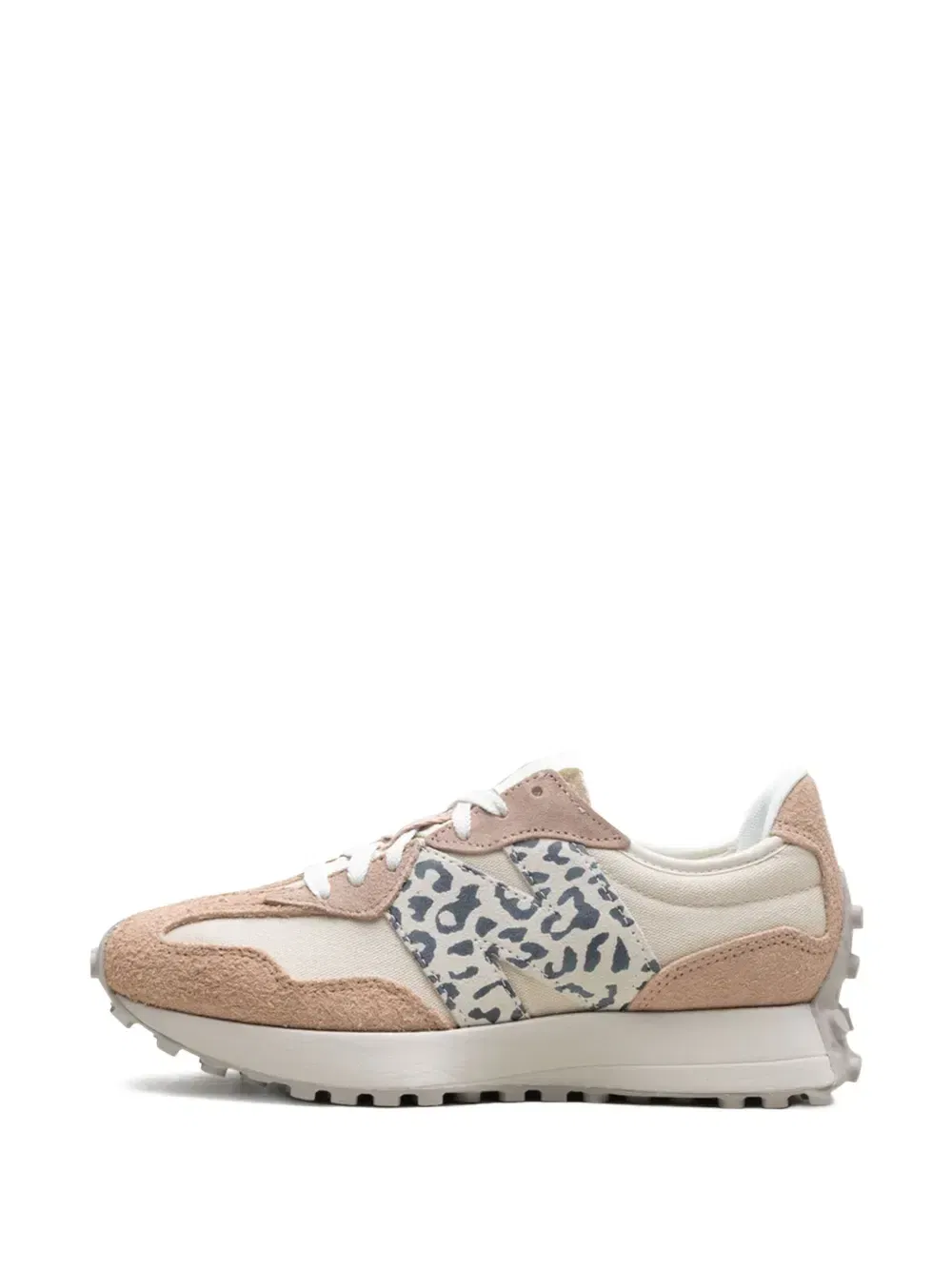 327 "Flat Taupe Linen Leopard" sneakers