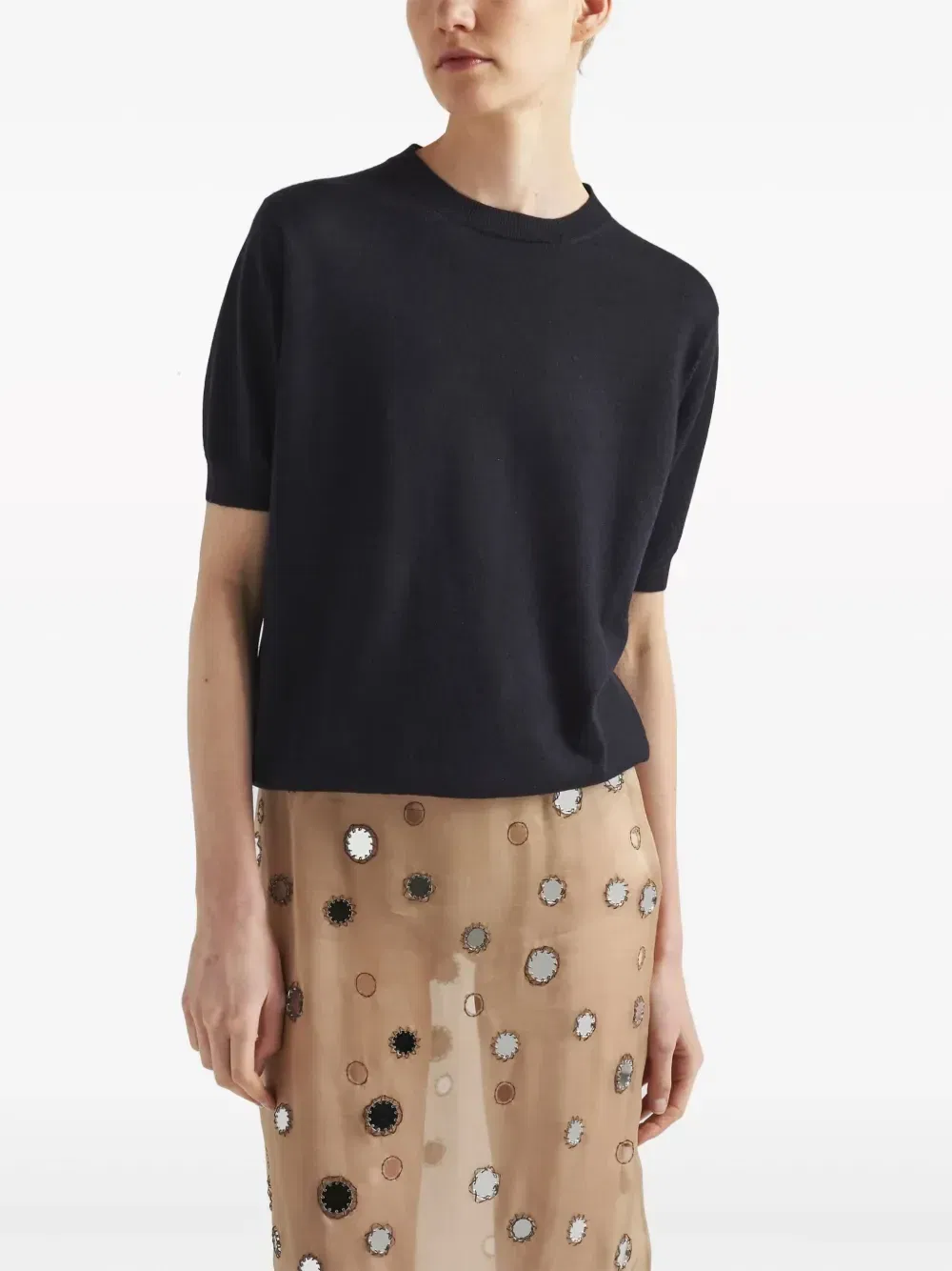 triangle-logo cashmere knitted top