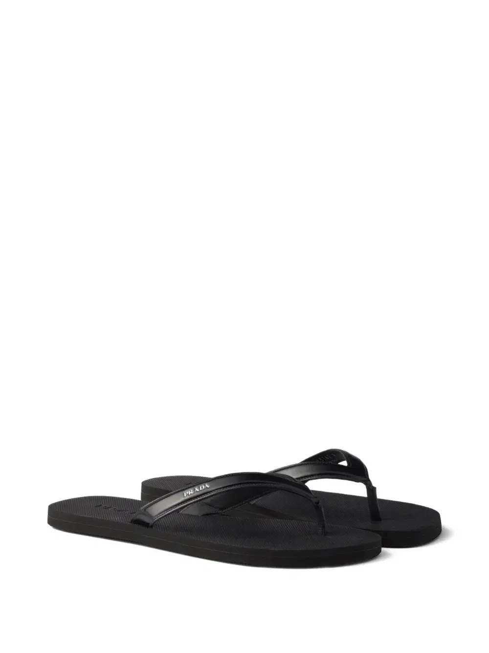 logo-embossed leather flip-flop sandals