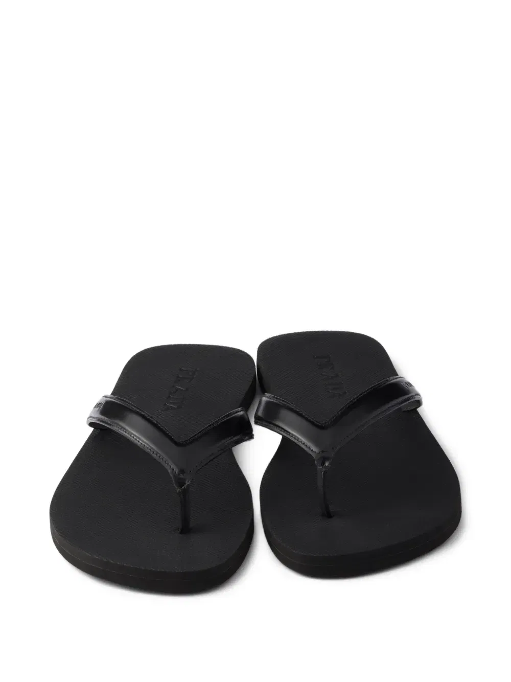 logo-embossed leather flip-flop sandals