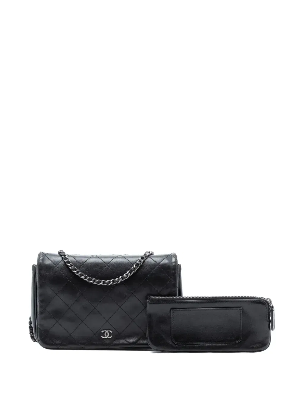2013-2014 CC Quilted Lambskin Full Flap Wallet on Chain crossbody bag