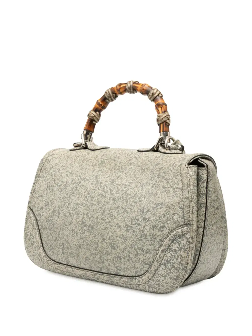 2000-2015 Large Speckled Leather New Bamboo Top Handle Bag satchel