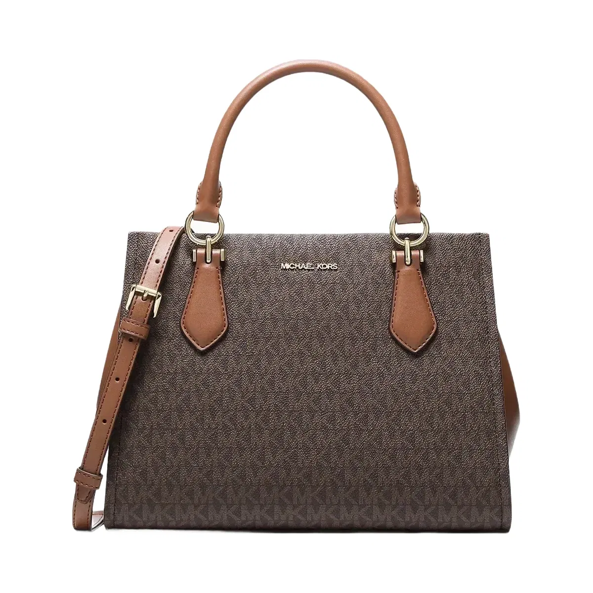 Michael Kors Marilyn Medium Signature Logo Convertible Satchel Brown