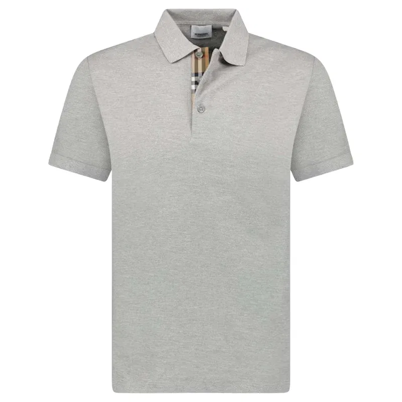 Burberry Hartford Check Placket Polo Grey