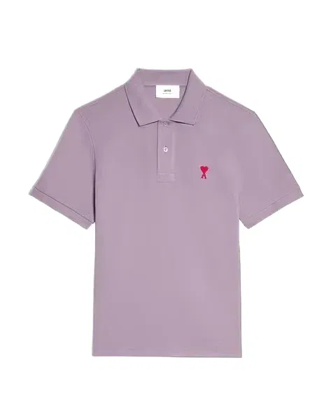 Ami De Coeur Organic Cotton Regular Fit Polo T-Shirt With Embroidered Logo (light-violet)