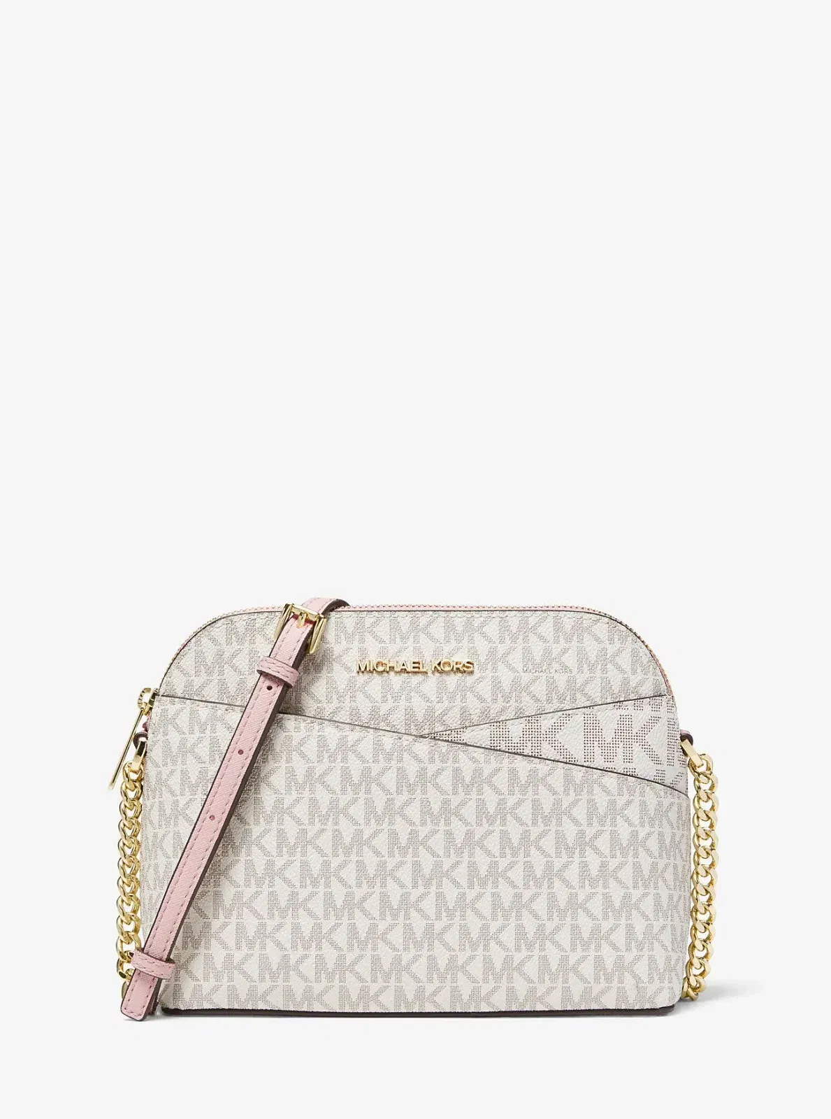 Michael Kors Jet Set Travel Medium Logo Dome Crossbody Bag Pwd Blsh Mlt
