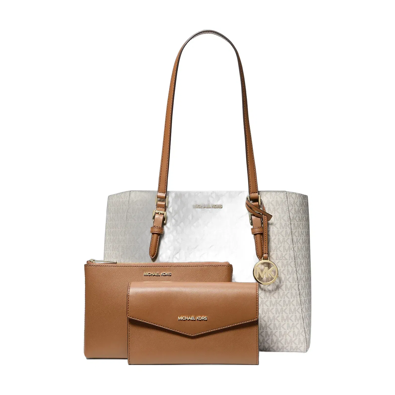 Michael Kors Charlotte Large 3-in-1 Signature Logo Tote Bag Vanilla