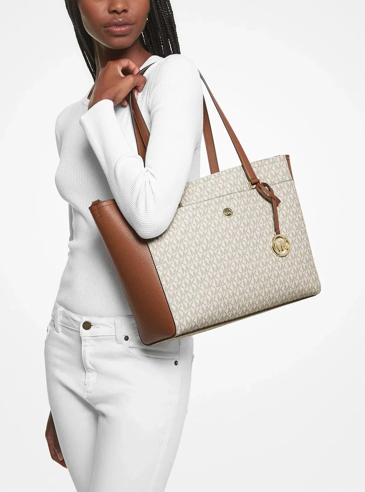 Michael Kors Maisie Large Logo 3-in-1 Tote Bag Vanilla