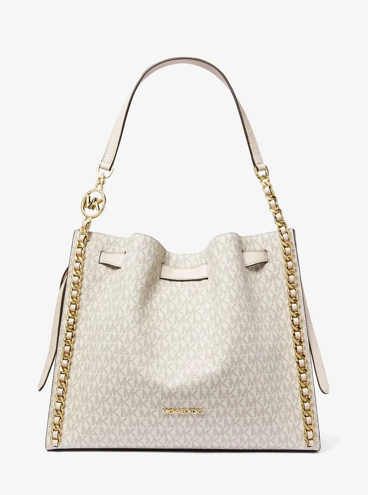 Michael Kors Mina Large Signature Logo Chain Shoulder Bag Lt Crm Multi
