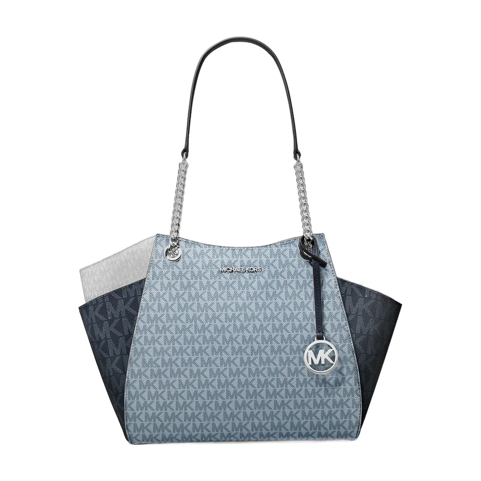 Michael Kors Jet Set Large Color-Block Signature Logo Shoulder Bag Admirl Multi