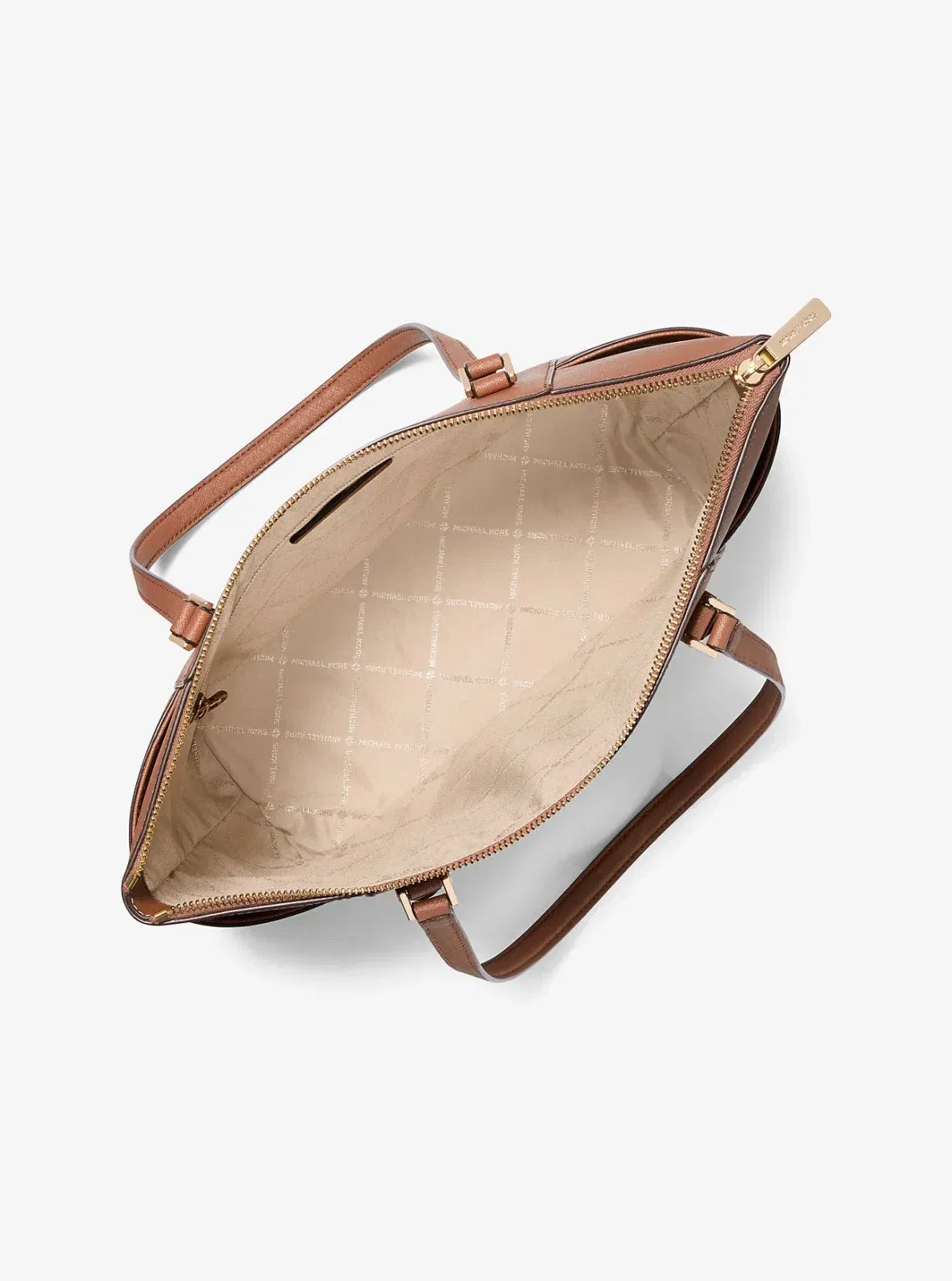 Michael Kors Charlotte Large Saffiano Leather Top-Zip Tote Bag Luggage