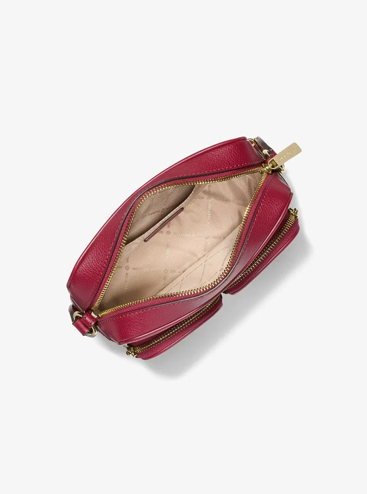 Michael Kors Jet Set Travel Medium Leather Messenger Bag Cherry