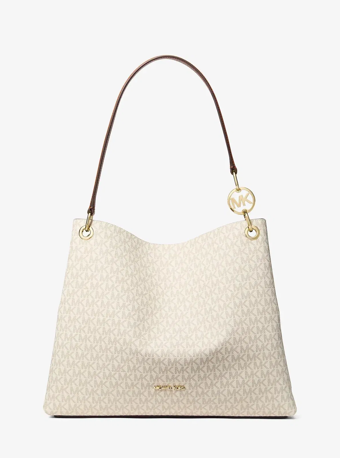Michael Kors Christina Large Signature Logo Shoulder Bag Vanilla