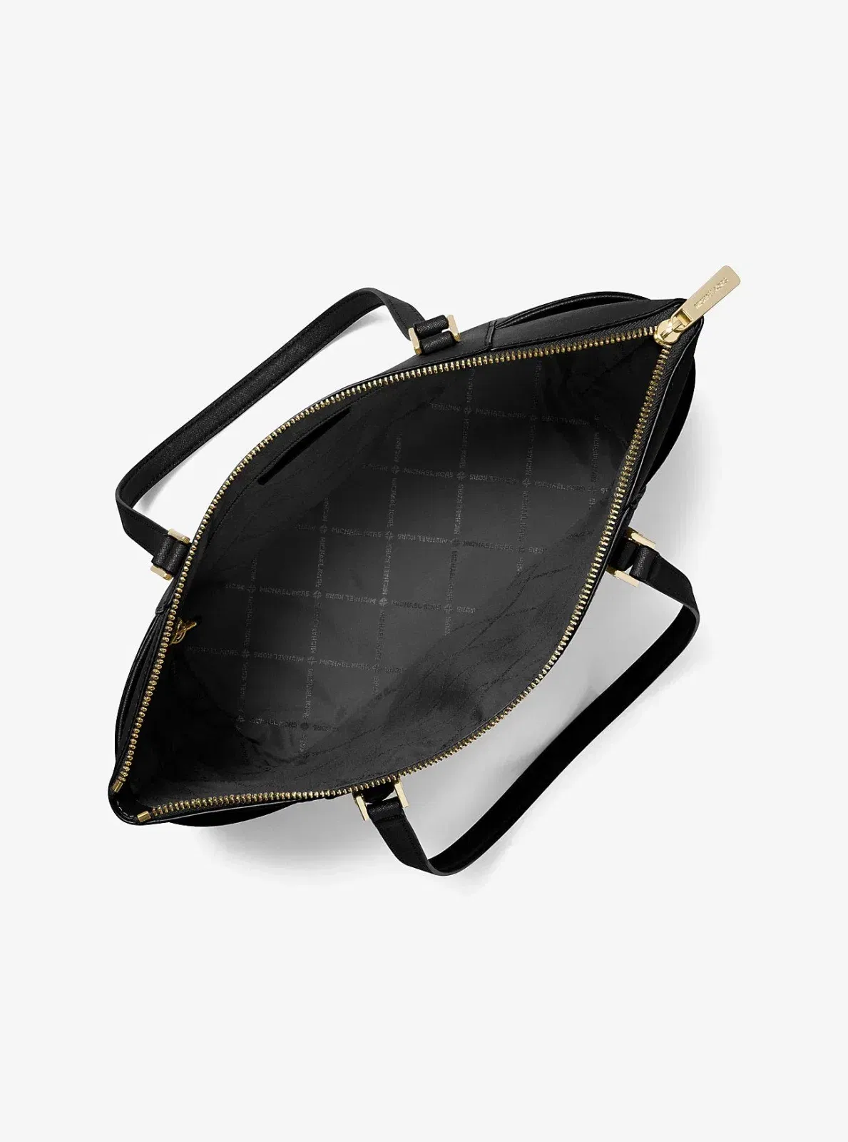 Michael Kors Charlotte Large Saffiano Leather Top-Zip Tote Bag Black