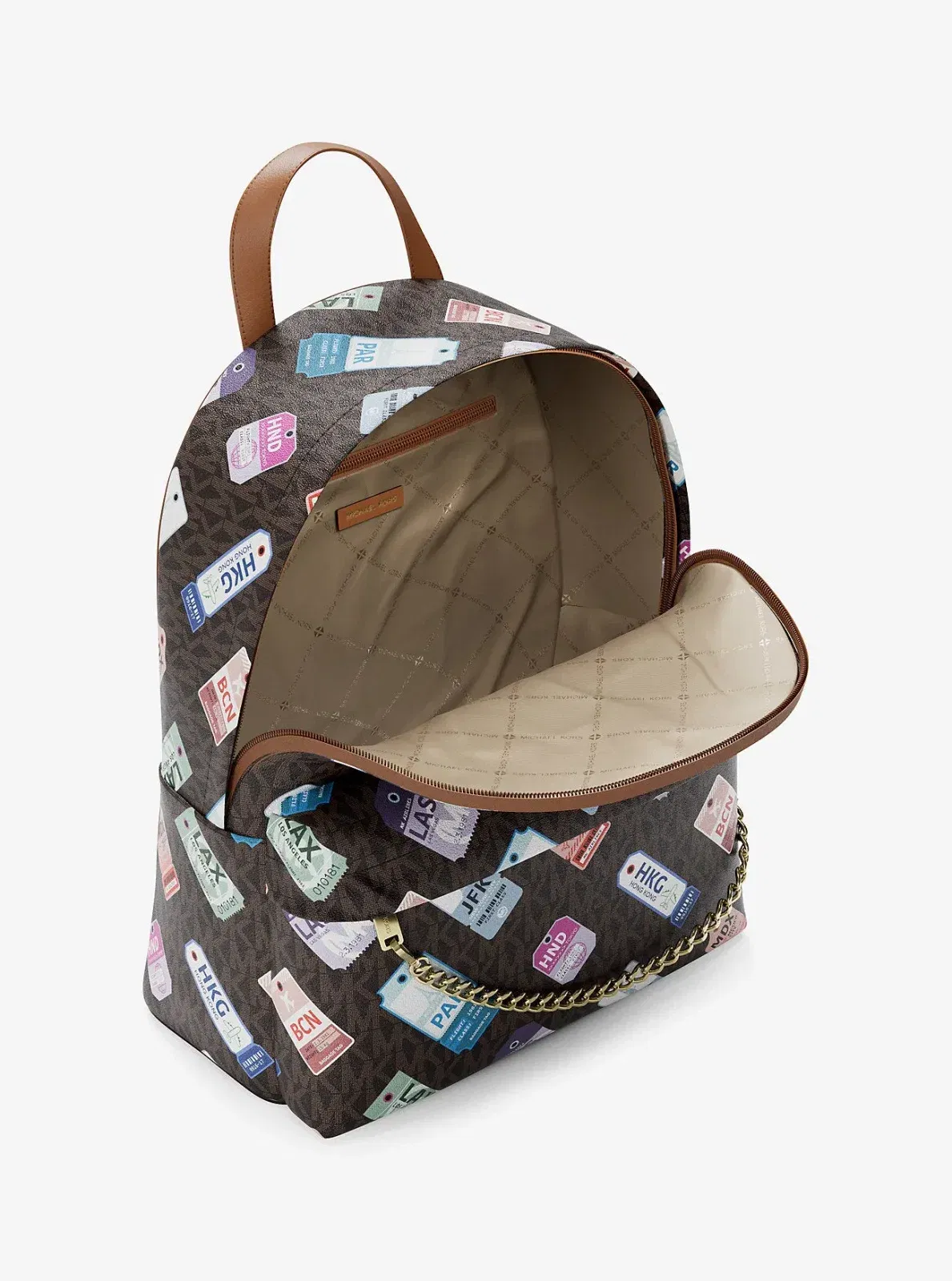 Michael Kors Slater Medium Printed Signature Logo Backpack Brown