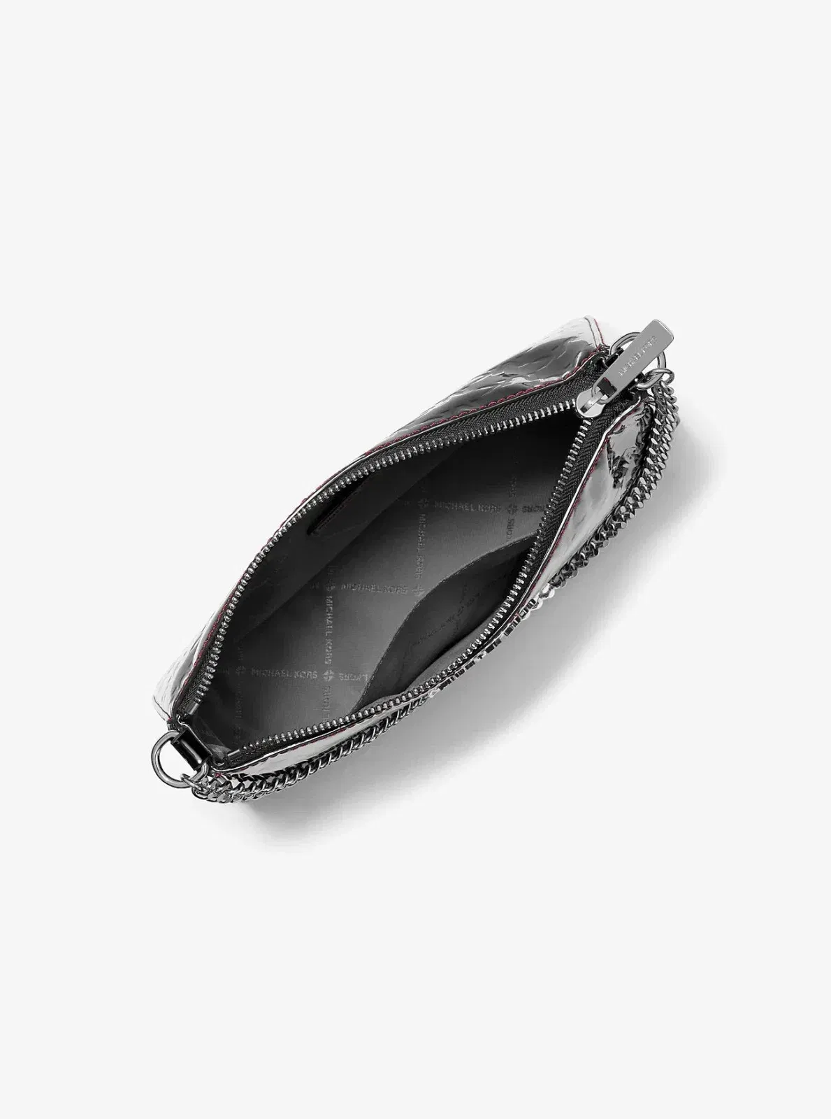 Michael Kors Jet Set Patent Logo Debossed Pochette and Card Case Gift Set Black