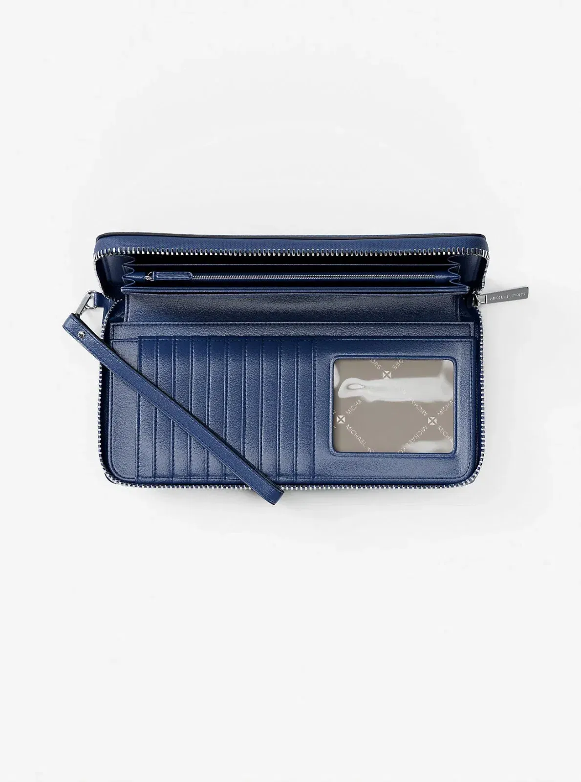 Michael Kors Large Pebbled Leather Continental Wallet Galaxy Blue