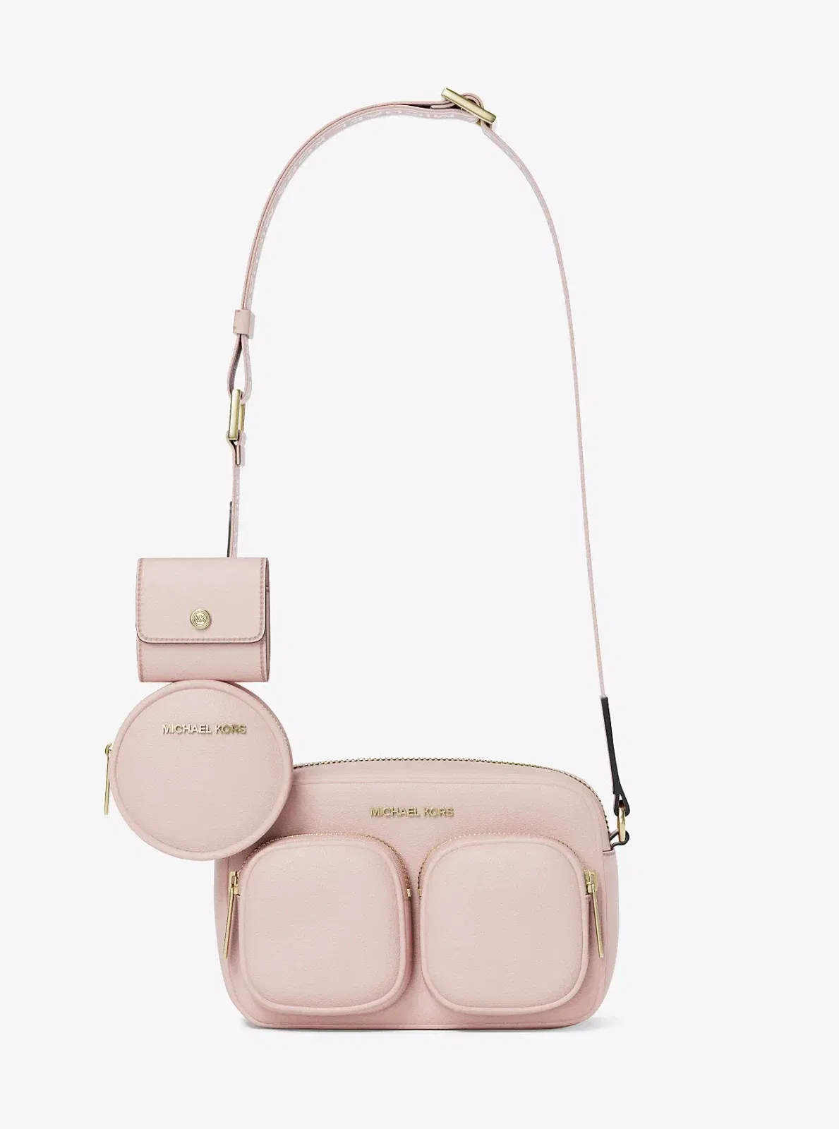Michael Kors Jet Set Travel Medium Leather Messenger Bag Powder Blush