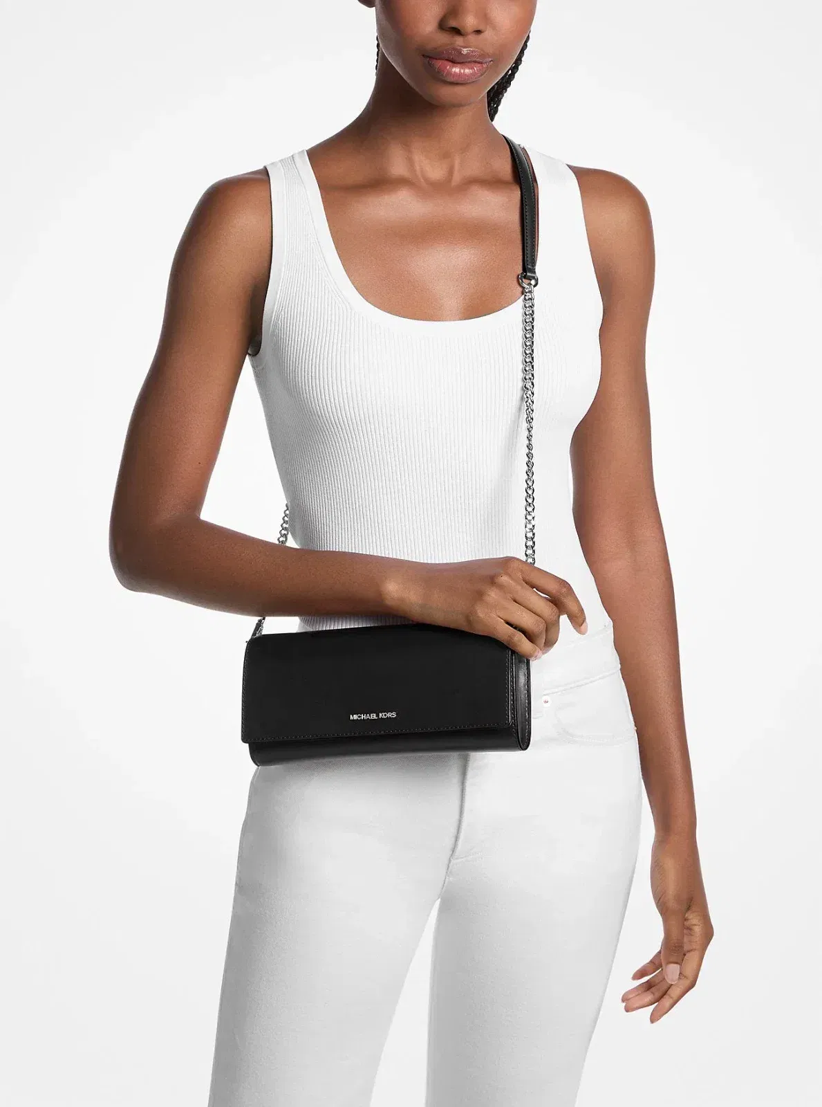 Michael Kors Jet Set Medium Leather Clutch Black