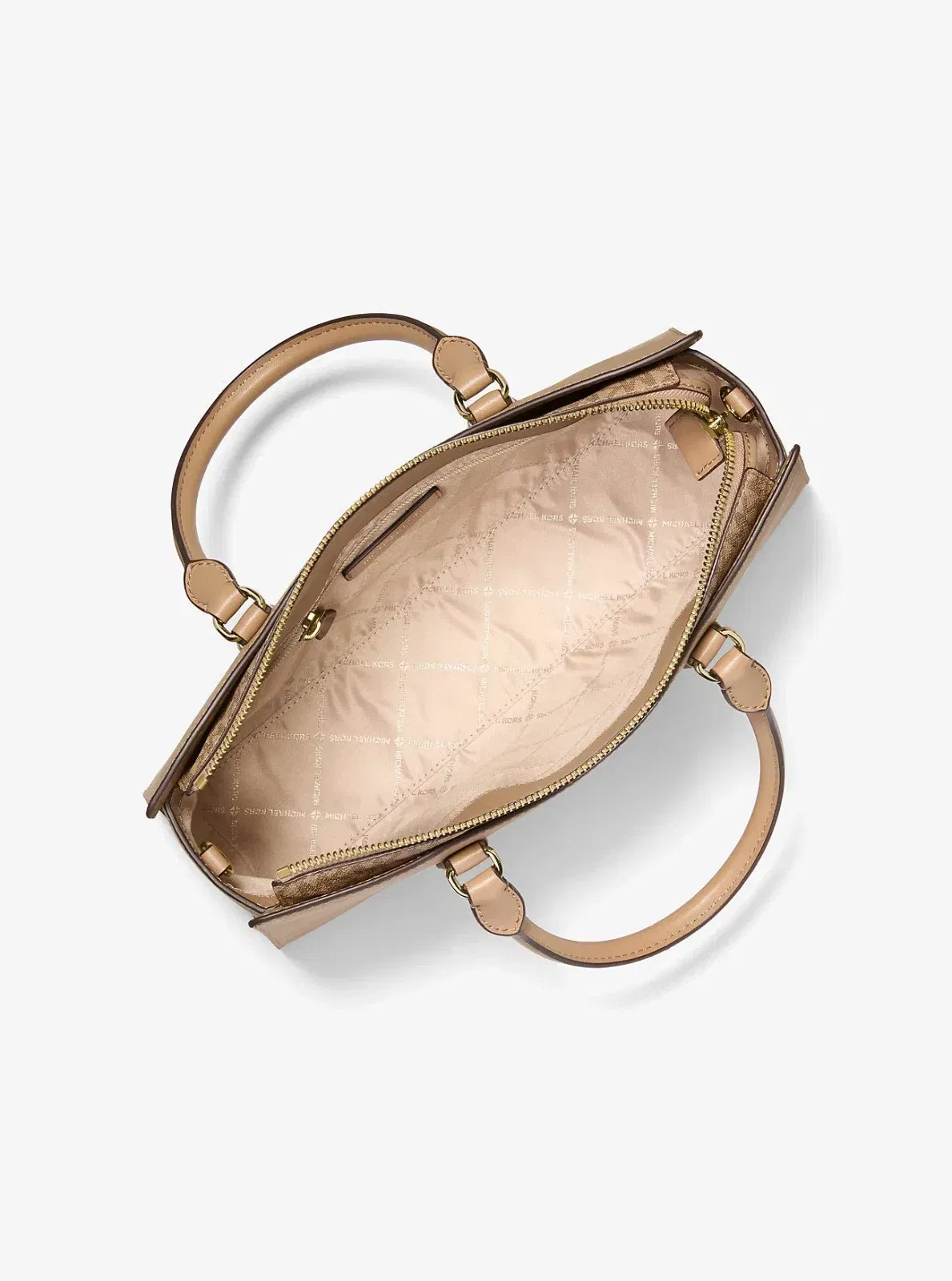Michael Kors Arden Medium Top-Zip Satchel Camel