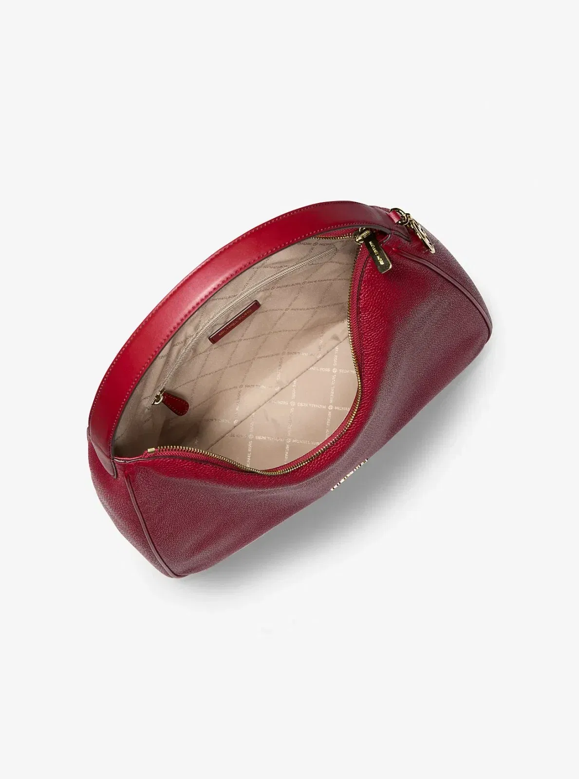 Michael Kors Nayla Medium Pebbled Leather Shoulder Bag Cherry