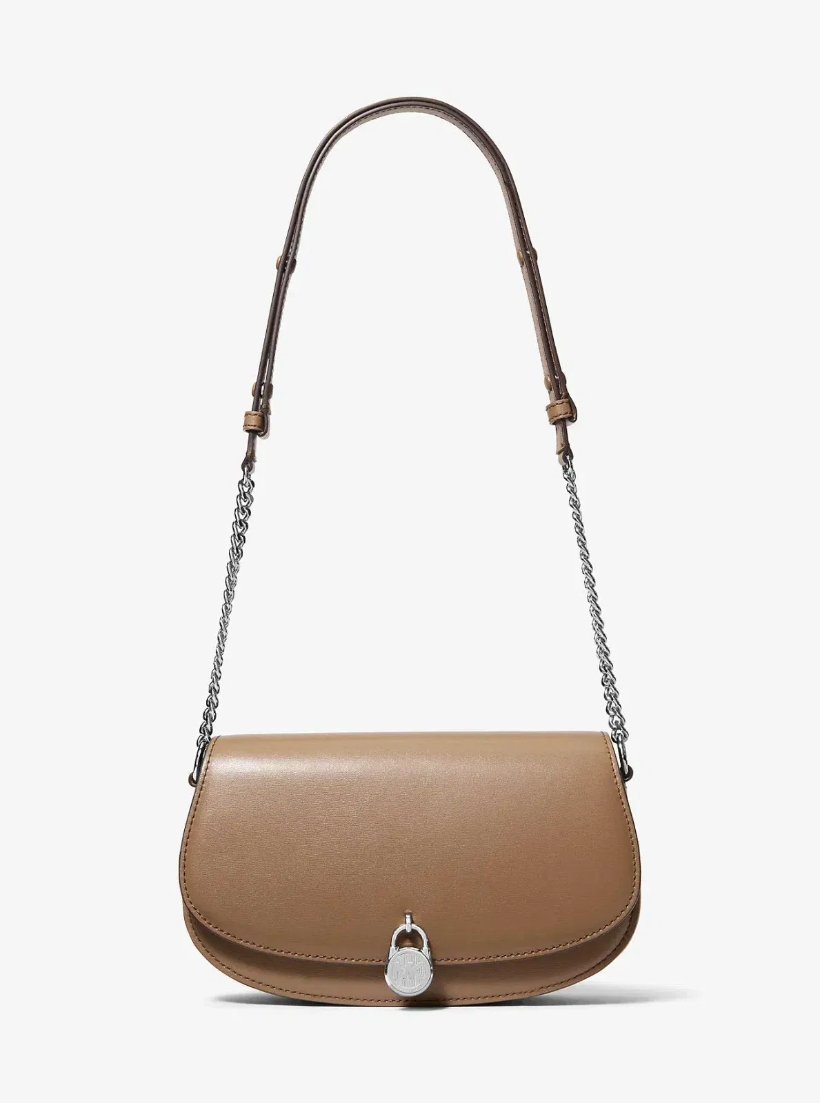 Michael Kors Mila Medium Leather Messenger Bag Driftwood