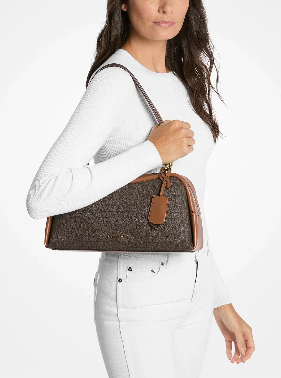 Michael Kors Cecily Medium Signature Logo Shoulder Bag Brown