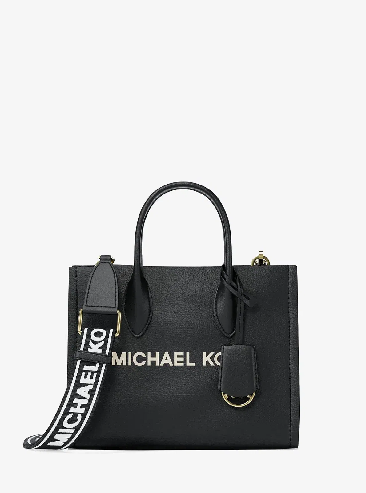 Michael Kors Mirella Small Pebbled Leather Convertible Crossbody Bag Black