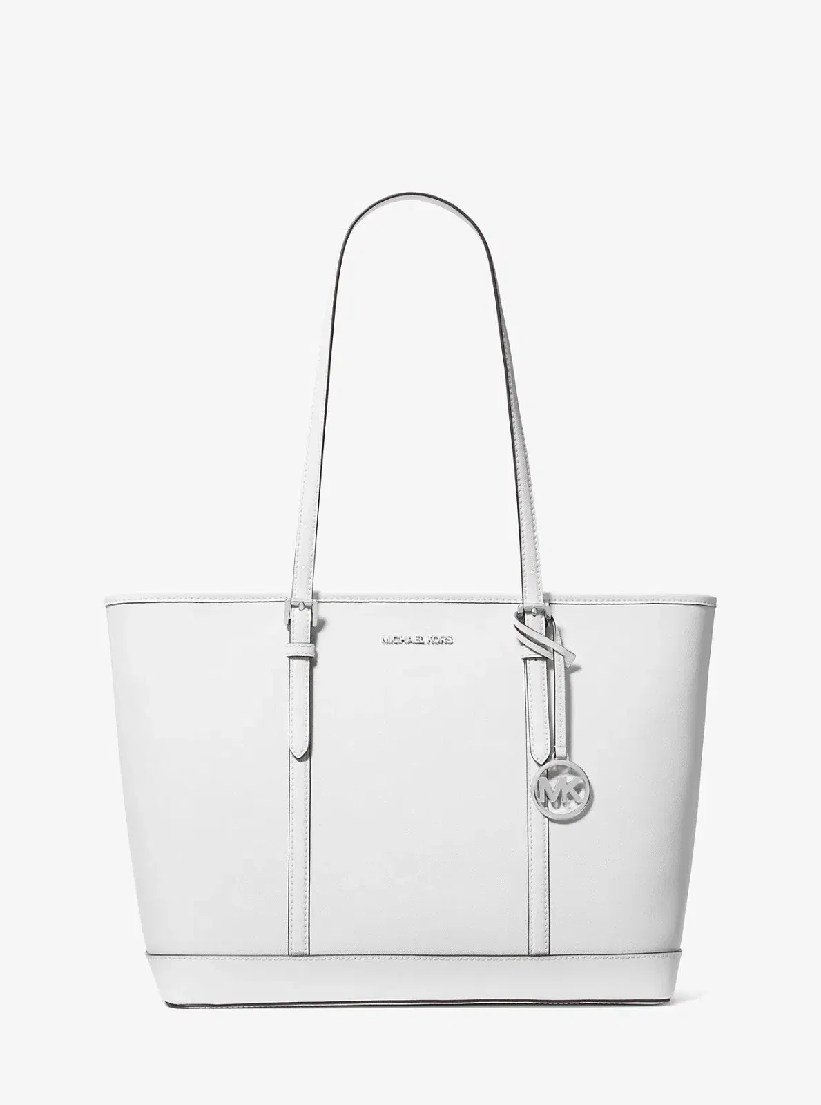 Michael Kors Jet Set Travel Large Saffiano Leather Tote Bag Optic White
