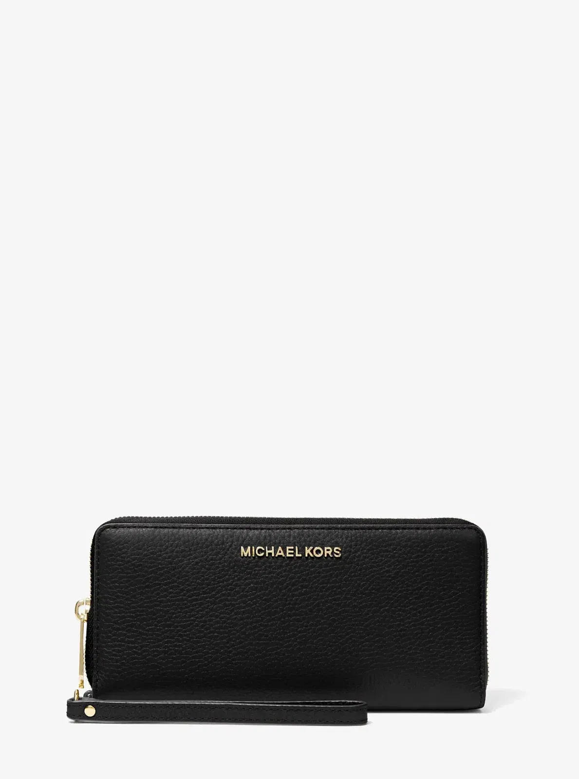 Michael Kors Jet Set Travel Large Pebbled Leather Wristlet Black