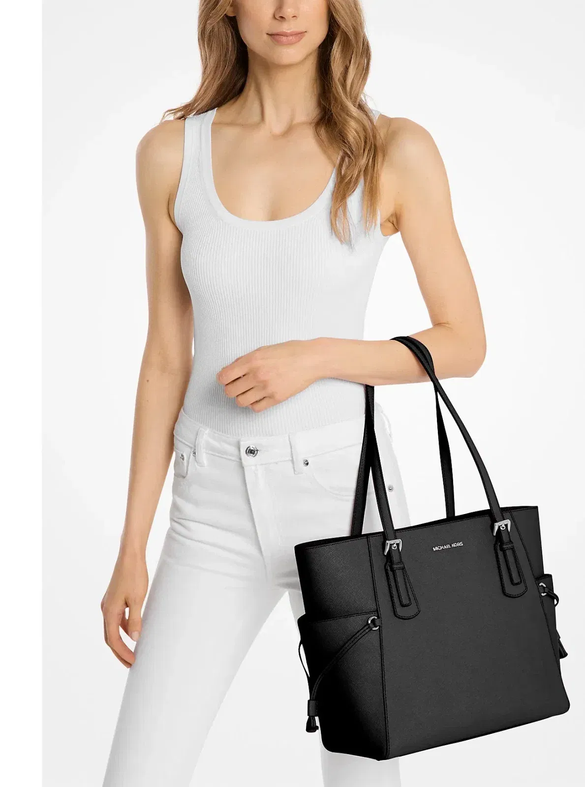 Michael Kors Voyager Large Saffiano Leather Tote Bag Black