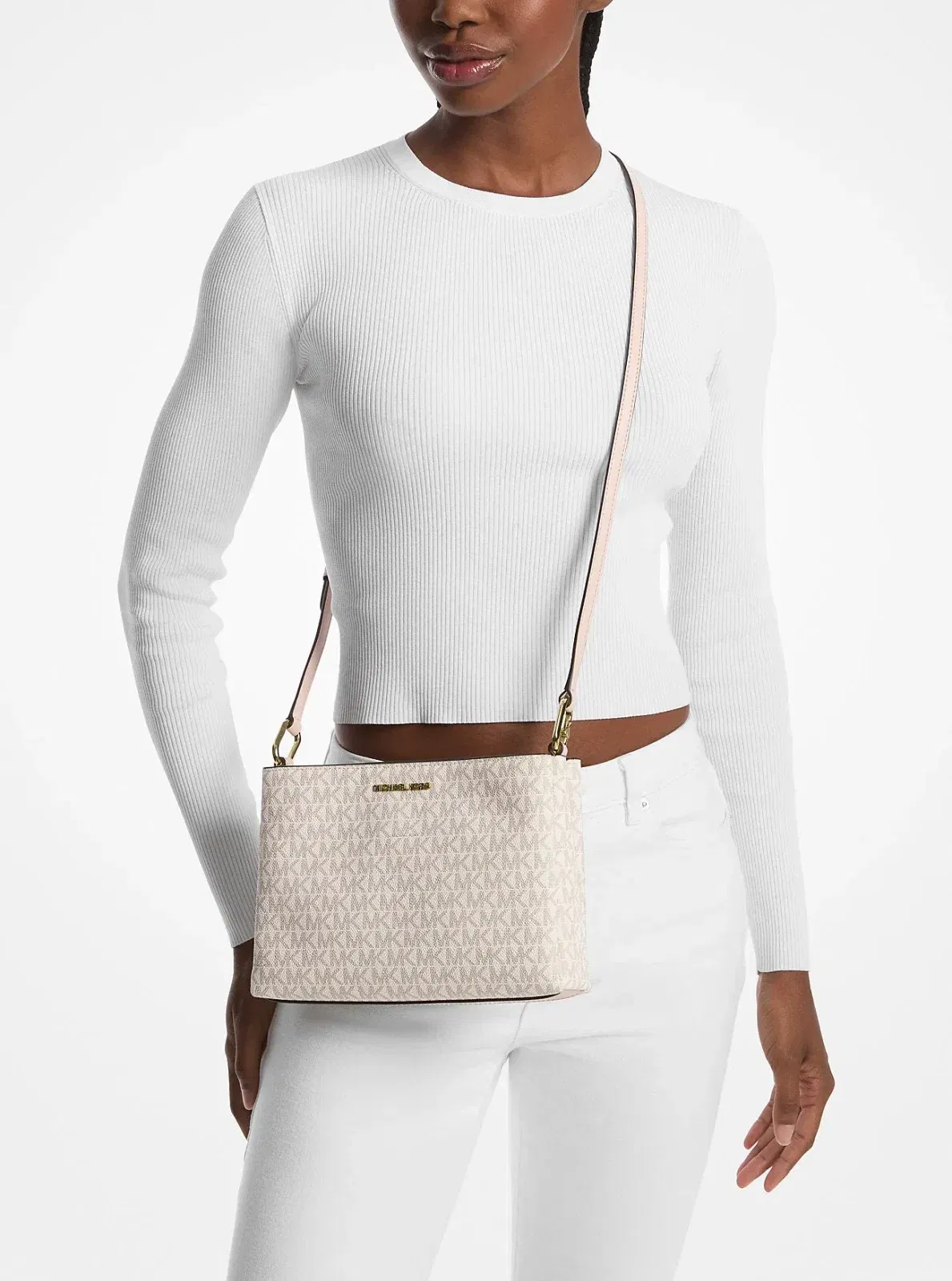 Michael Kors Trisha Medium Logo Crossbody Bag Pwd Blsh Mlt
