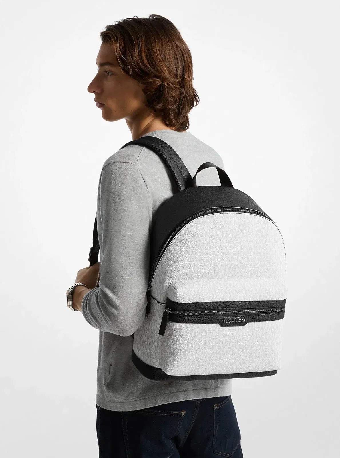 Michael Kors Cooper Signature Logo Backpack Bright Wht