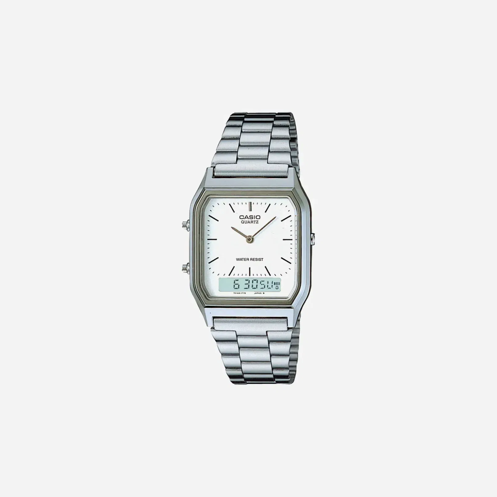 Casio Vintage AQ-230A-7DMQ Quartz White Dial Analog Stainless Steel Watch