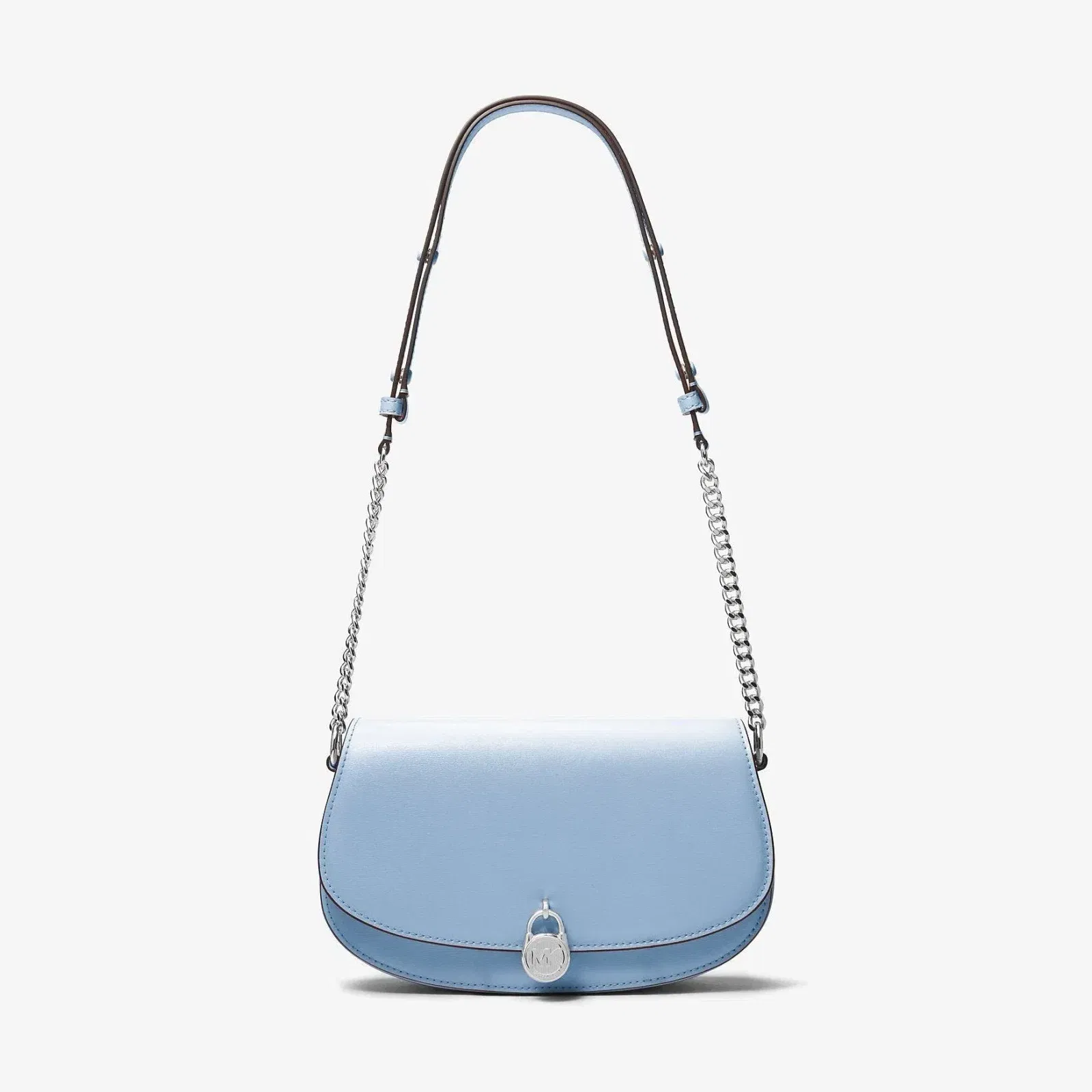 Michael Kors Mila Medium Leather Messenger Bag Light Sky