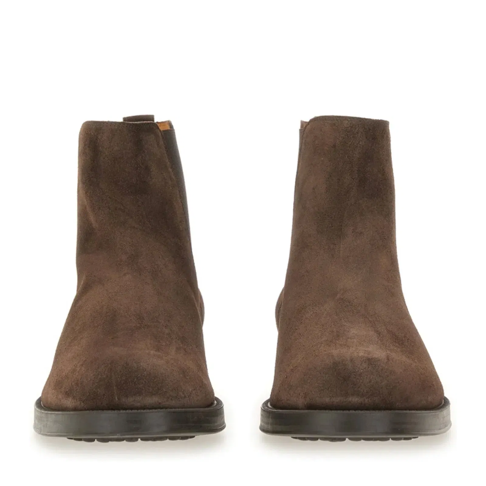 Coffee Brown Elasticated Side Panels Low Stacked Heel Round Toe