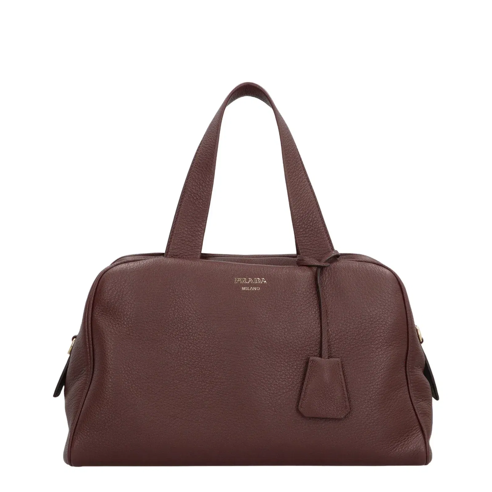 Bowling Bag in Grainy Leather Brown